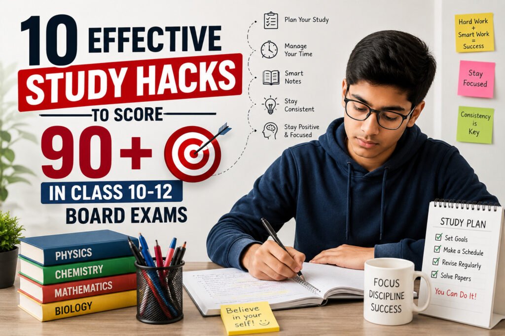 10 effective study hacks to score 90 plus in Class 10 and 12 board exams