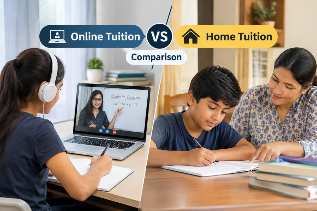 Online vs home tuition comparison for students